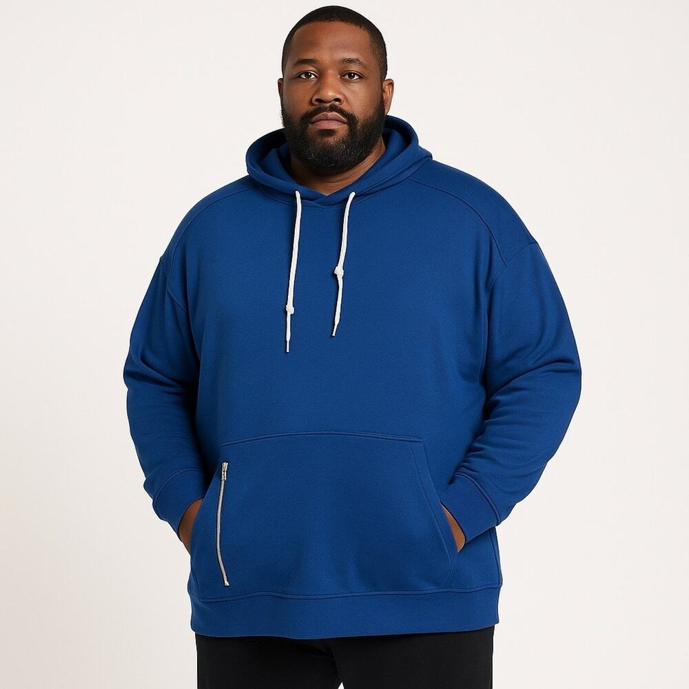 Xersion 2XL Big & Tall French Terry Hoodie Blue Depth Soft Touch NWT Streetwear